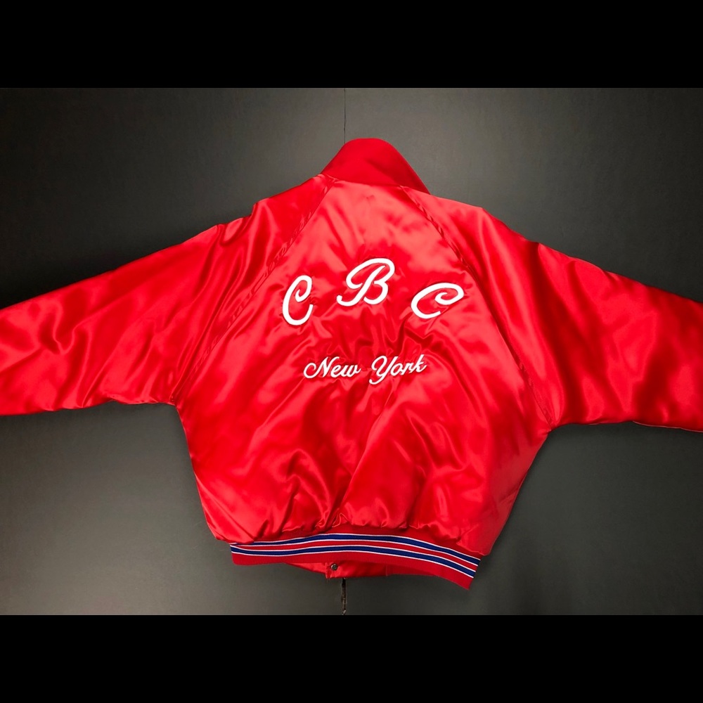 New York x Hostess Red Velvet Bomber Jacket